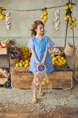 Multicolor hand-knotted beach bag