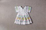 Knee-length mint cotton birthday dress with embroidery