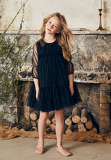 Black tulle flower girl dress ruffles