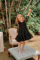 Black tulle flower girl dress ruffles