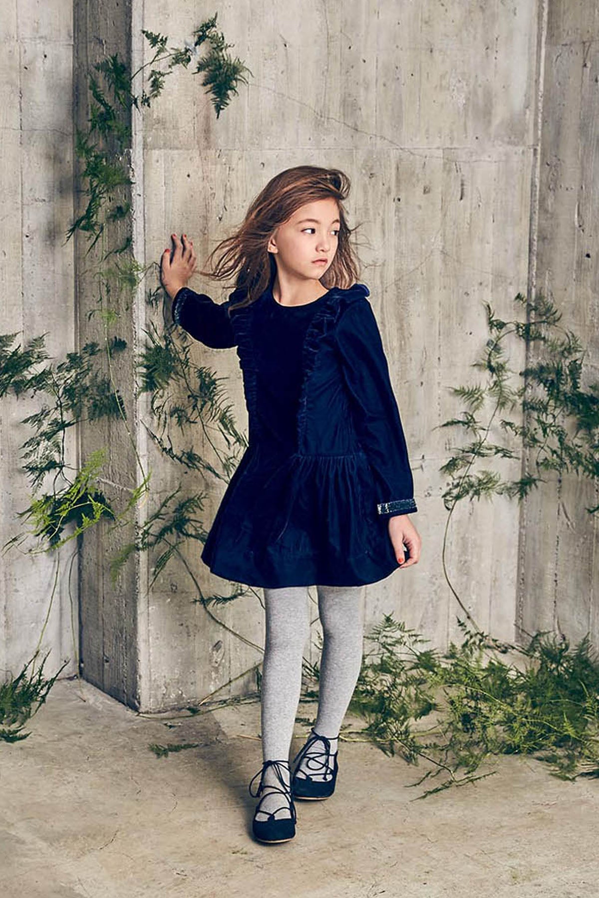 Blanca Dress | Navy velvet Dress with sparkle ribbons 3 Blanca Dress | Navy velvet Dress with sparkle ribbons 3