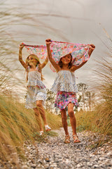 White floral cotton summer top with straps and embroidery