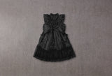 Black Victorian tulle flower girl dress with embroidery
