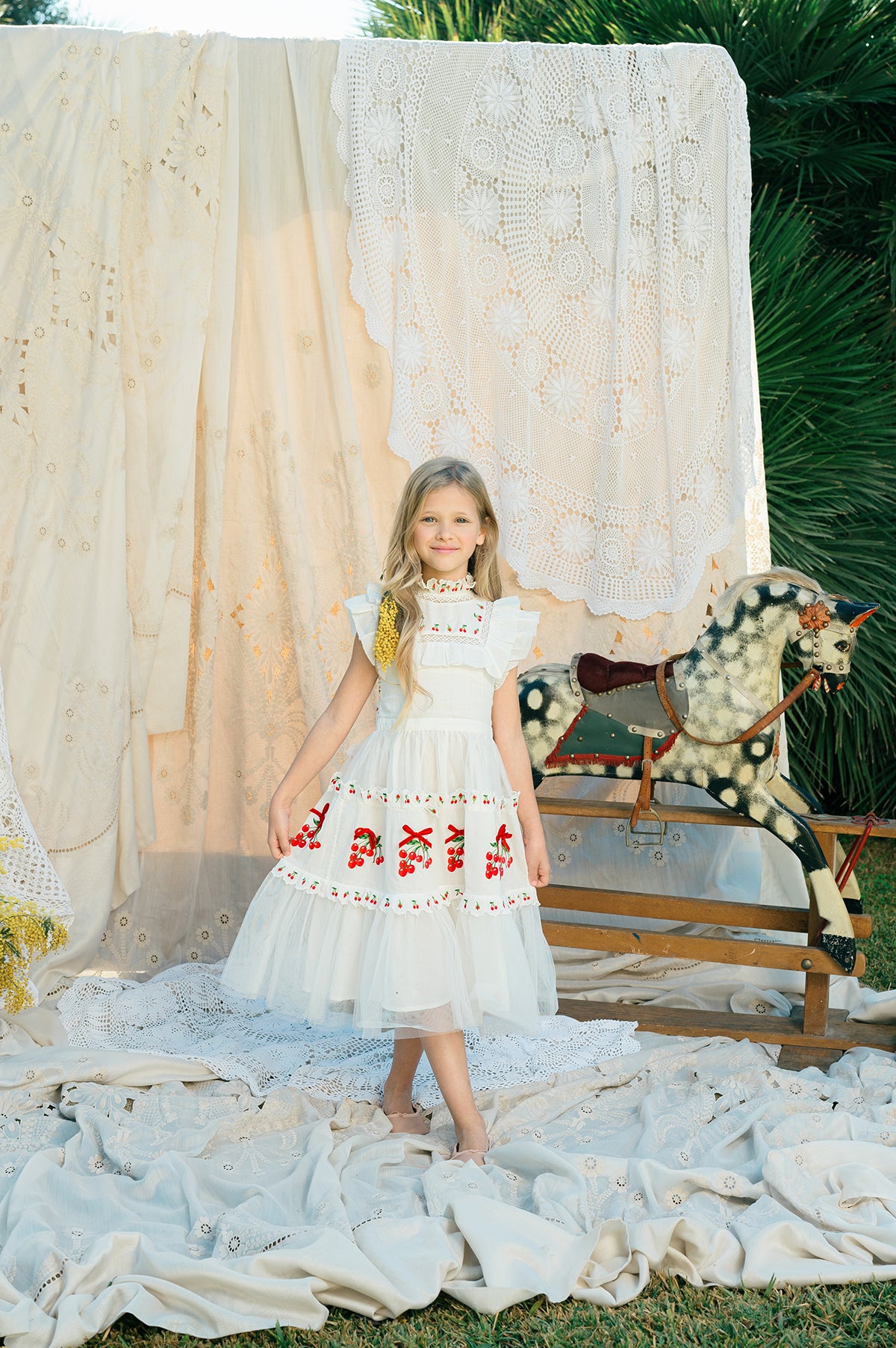 【激レア】TULLE CHINA DRESS Julianna Dress | White Victorian tulle flower girl dress with