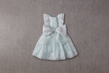 Mint silk organza birthday dress with pleats