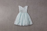 Mint silk organza birthday dress with pleats