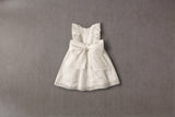 White silk organza flower girl dress with pleats