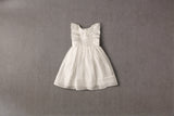 White silk organza flower girl dress with pleats