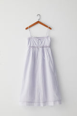 Blue cotton summer dress with lace