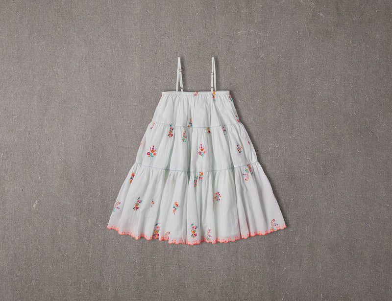 Mint embroidered birthday dress with floral embroidery
