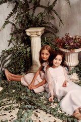 Maxi white tulle flower girl dress with smocking