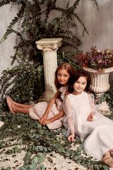 Maxi white tulle flower girl dress with smocking