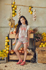 Floral cotton eyelet top