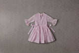 Pink cotton Victorian birthday dress with lace