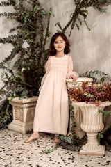 Maxi pink tulle flower girl dress with smocking
