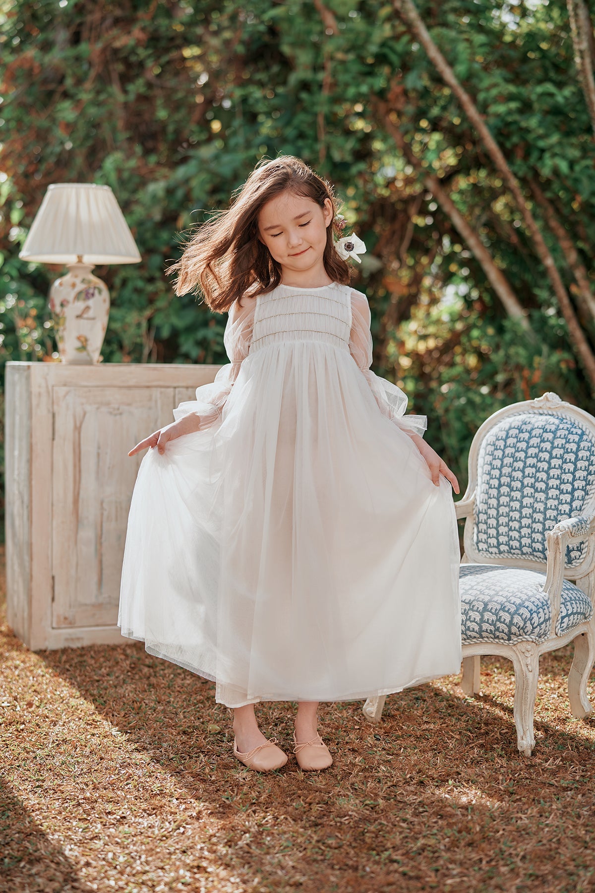 maxi white tulle flower girl dress Isabella Dress