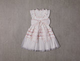 White Victorian tulle flower girl dress with embroidery