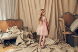 Pink silk organza flower girl dress with pleats