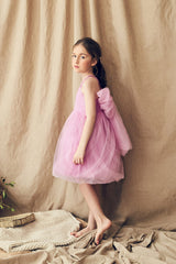 Purple tulle birthday tutu dress with bow
