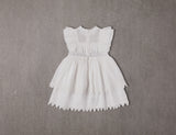 Above knee white Victorian cotton birthday dress with ruffles
