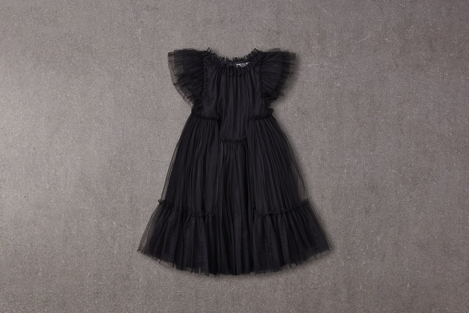 Antoinette Dress | Black tulle flower girl dress with ruffle