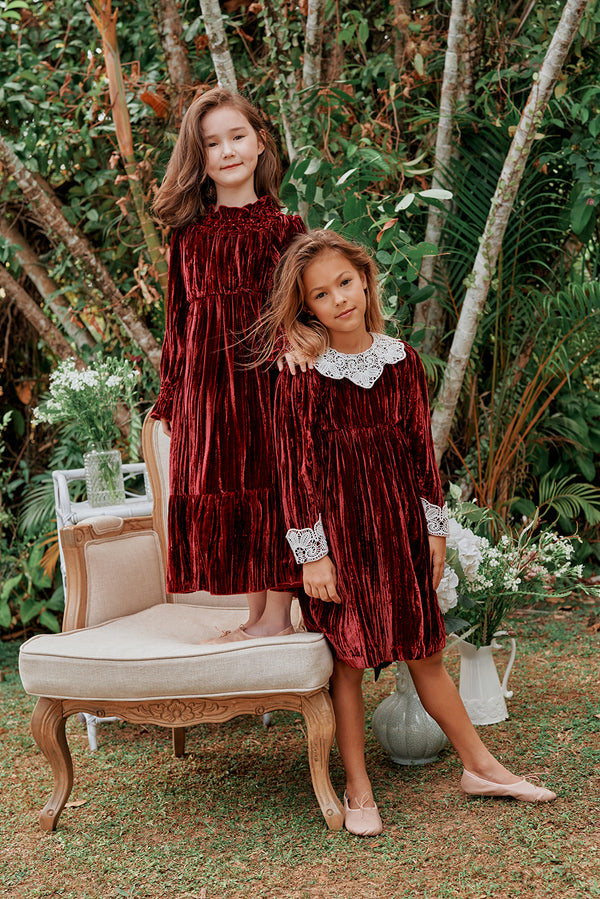 Abigail Dress | Burgundy Velvet