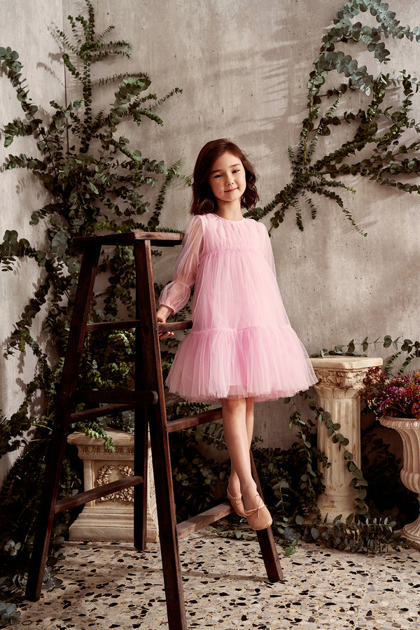 baby girl tulle dress Floral Applique Puffy Flower 1st birthday sleeveless above the knee tutu dress Tulle dress NELLYSTELLA