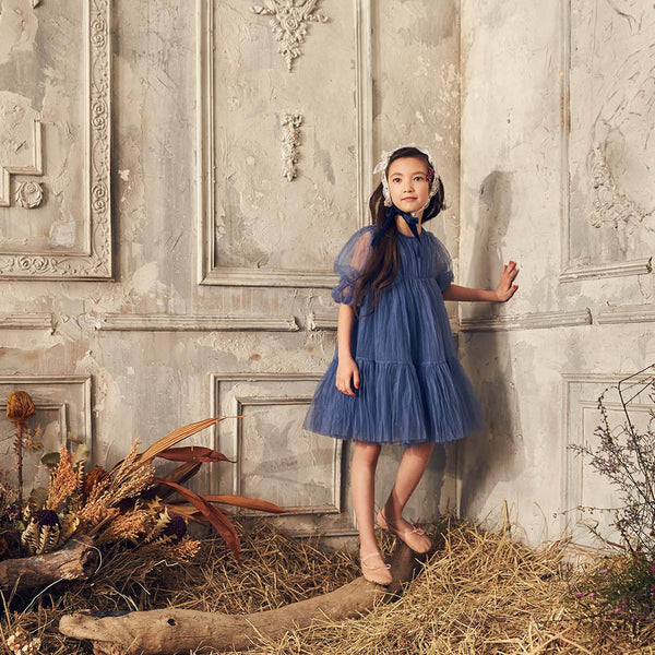 Alice Dress | Purple tulle flower girl dress with ruffles