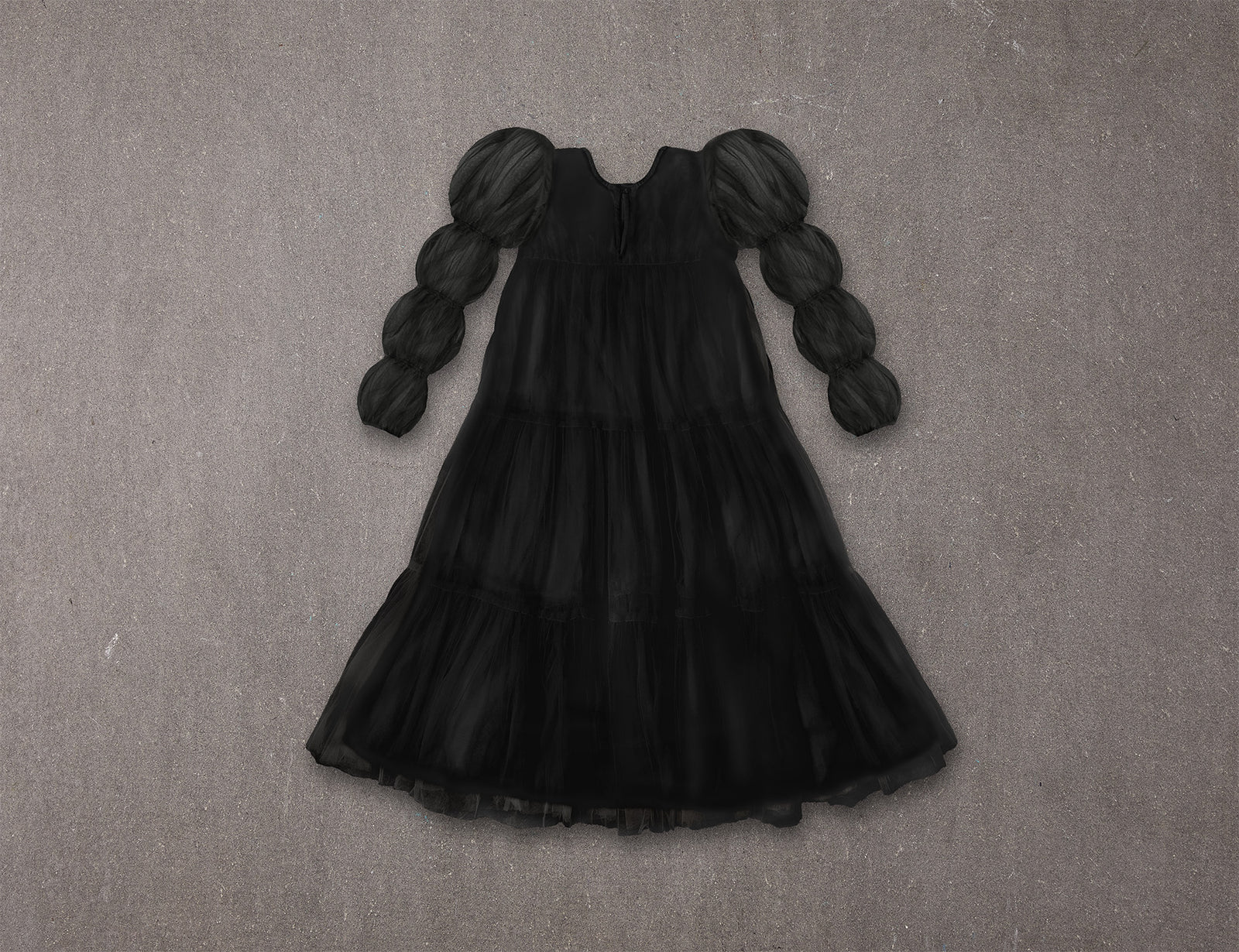 figLondon cotton tulle puff BL ブラック AW Hope Dress, Black Tulle Ankle Length Straight Neckline New