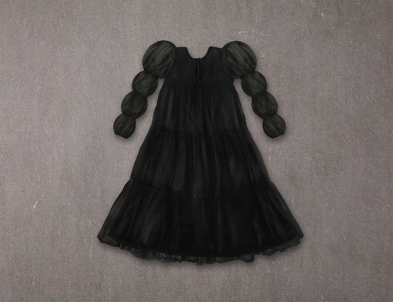 Allison Dress | Maxi black tulle flower girl dress with puff sleeves NELLYSTELLA Allison Dress | Maxi black tulle flower girl dress with puff sleeves NELLYSTELLA
