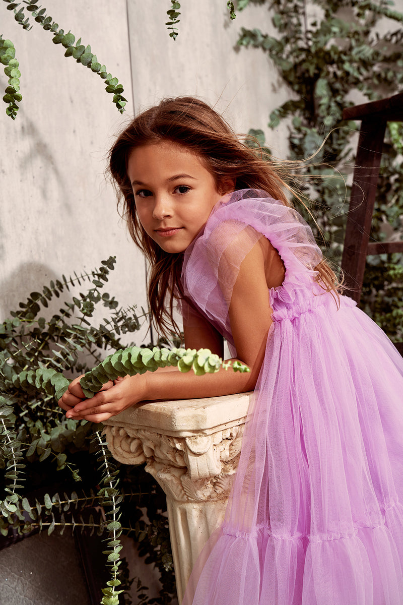 little purple dress Little Girl's Multi-Sequin Purple Ruffle Dress, M (5-6)