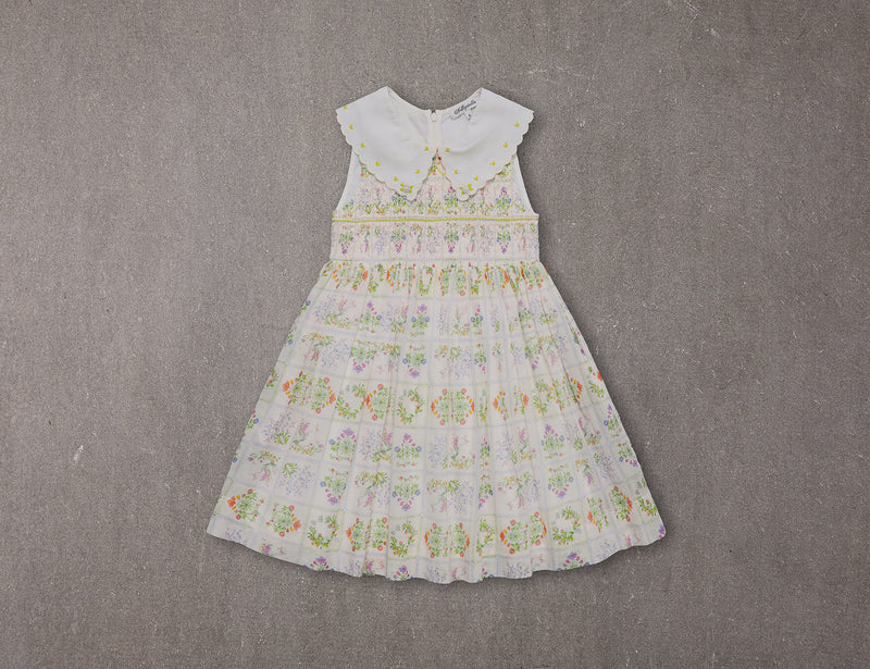 Bebe Dress | Cream floral cotton birthday Dress with embroidery 2 Bebe Dress | Cream floral cotton birthday Dress with embroidery 2