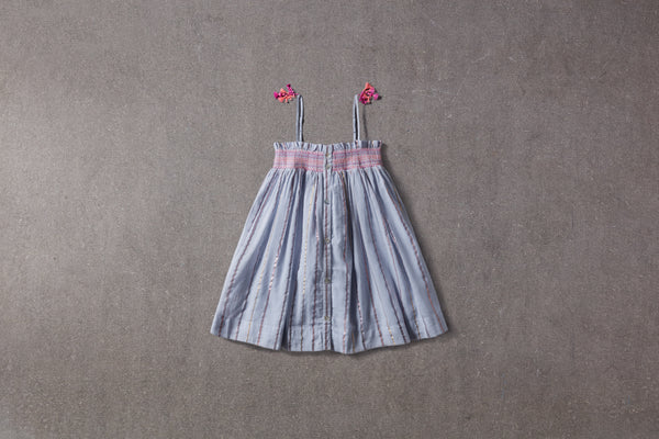 Camila Dress | Blue Lurex Stripes