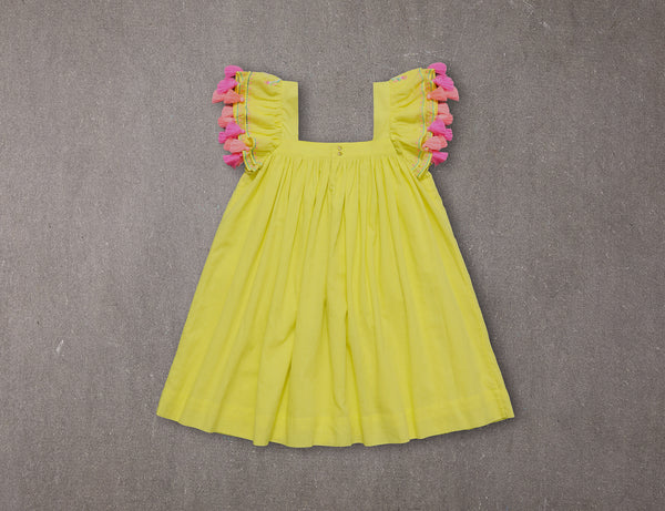 Chloe dress | Above knee yellow cotton summer dress with embroidery and tassels NELLYSTELLA Chloe dress | Above knee yellow cotton summer dress with embroidery and tassels NELLYSTELLA