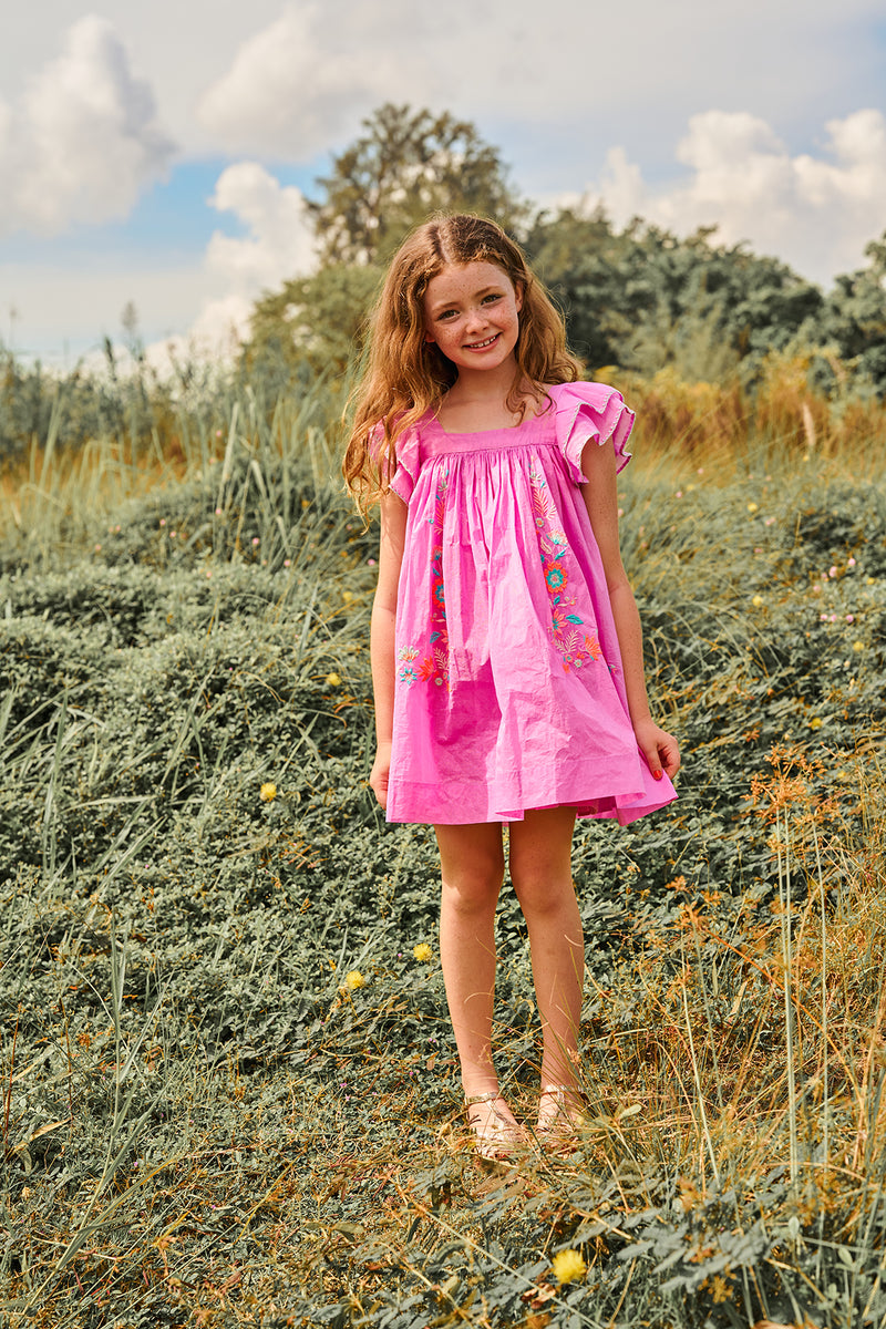 chloe pink dress Chlo Girls Silk Guipure Lace Dress Girls Kids 6 year Pink Cotton By Childrensalon