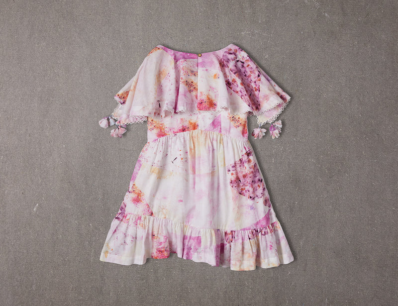 Della Dress | Knee length pink tie dye cotton birthday dress with