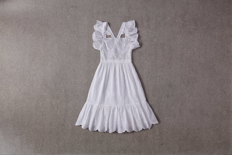 Elina Dress | White cotton birthday Dress with lace accents 2 Elina Dress | White cotton birthday Dress with lace accents 2