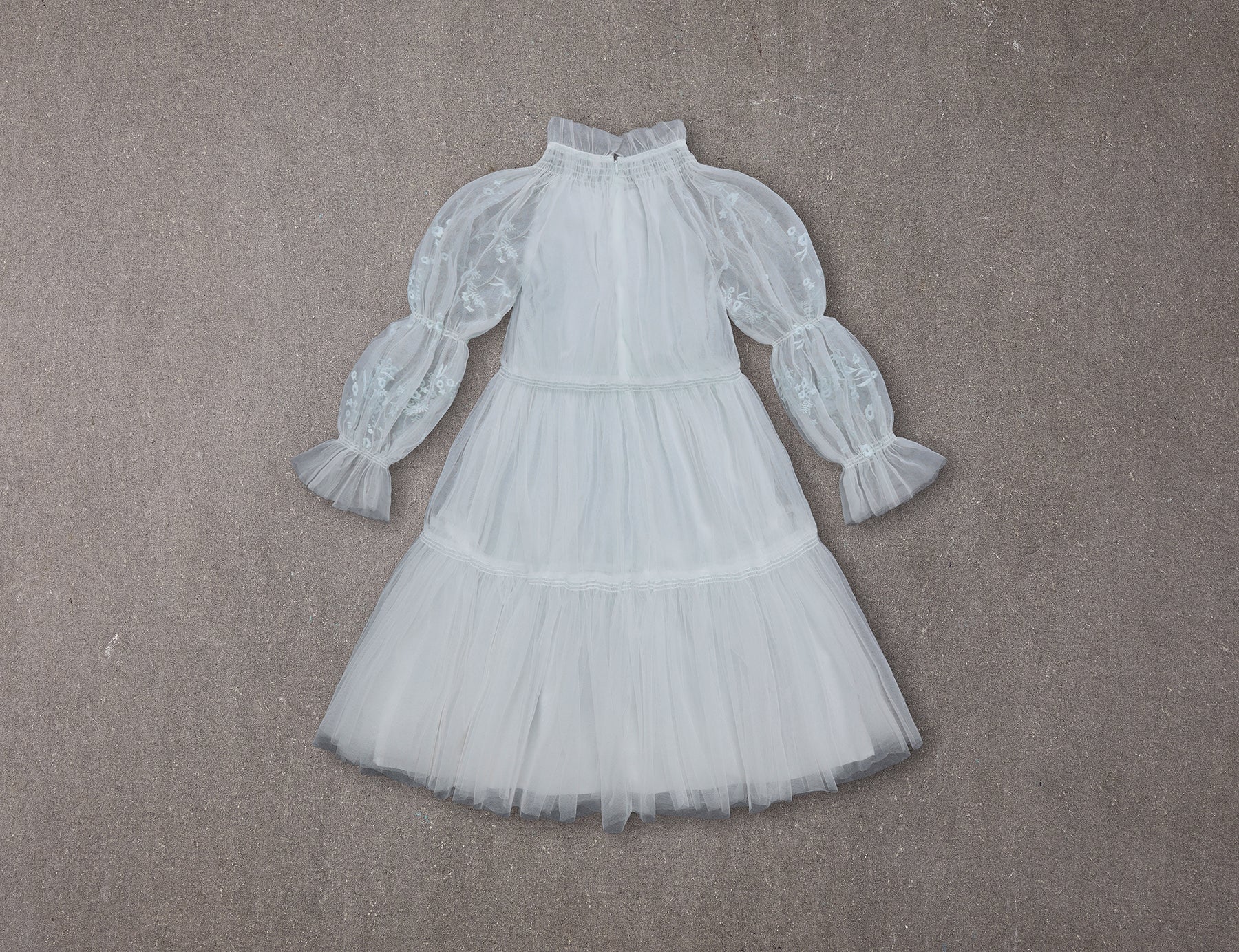 Esther Dress | Flower girl dress with embroidered puffed sleeves