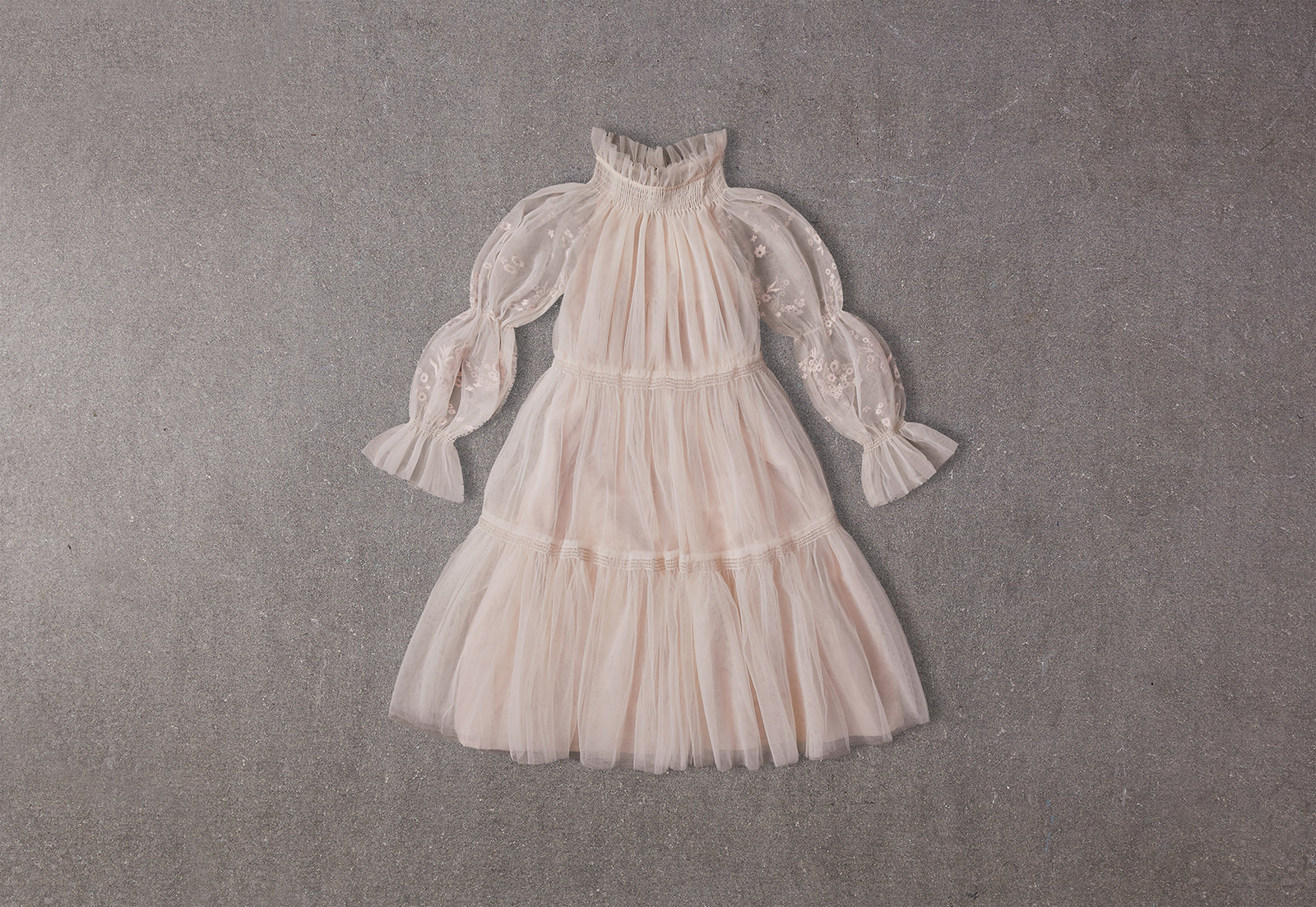 Esther Dress | Flower girl dress with embroidered puffed sleeves