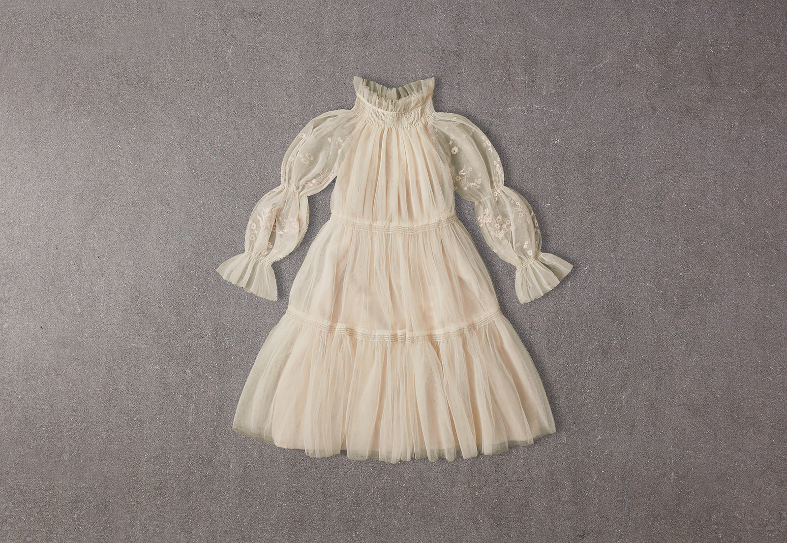 Esther Dress | Flower girl dress with embroidered puffed sleeves