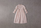 Pink cotton flower girl dress with puff sleeves