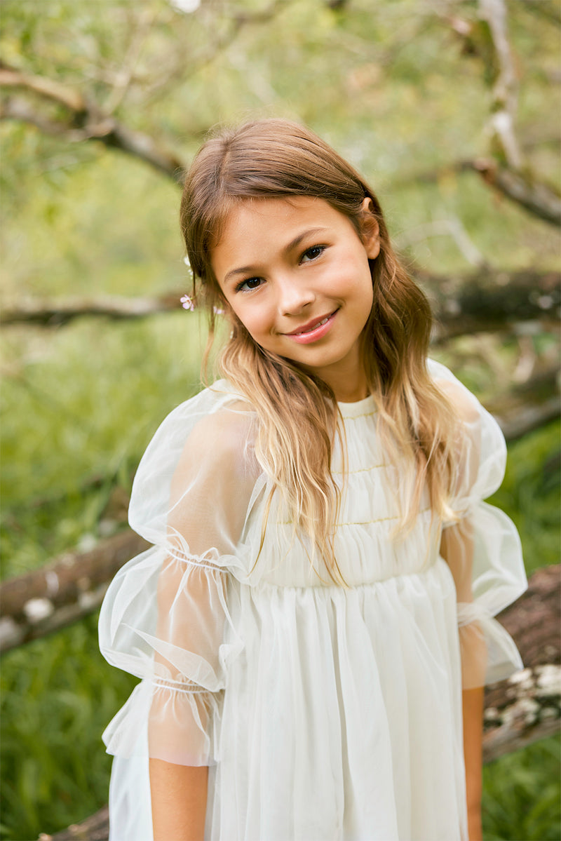 Isabella Dress | Maxi White Tulle Flower Girl Dress with Smocking 14 Isabella Dress | Maxi White Tulle Flower Girl Dress with Smocking 14