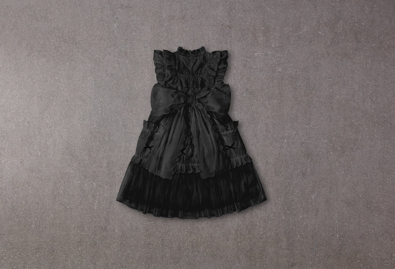 black dress with white embroidery Julianna Dress