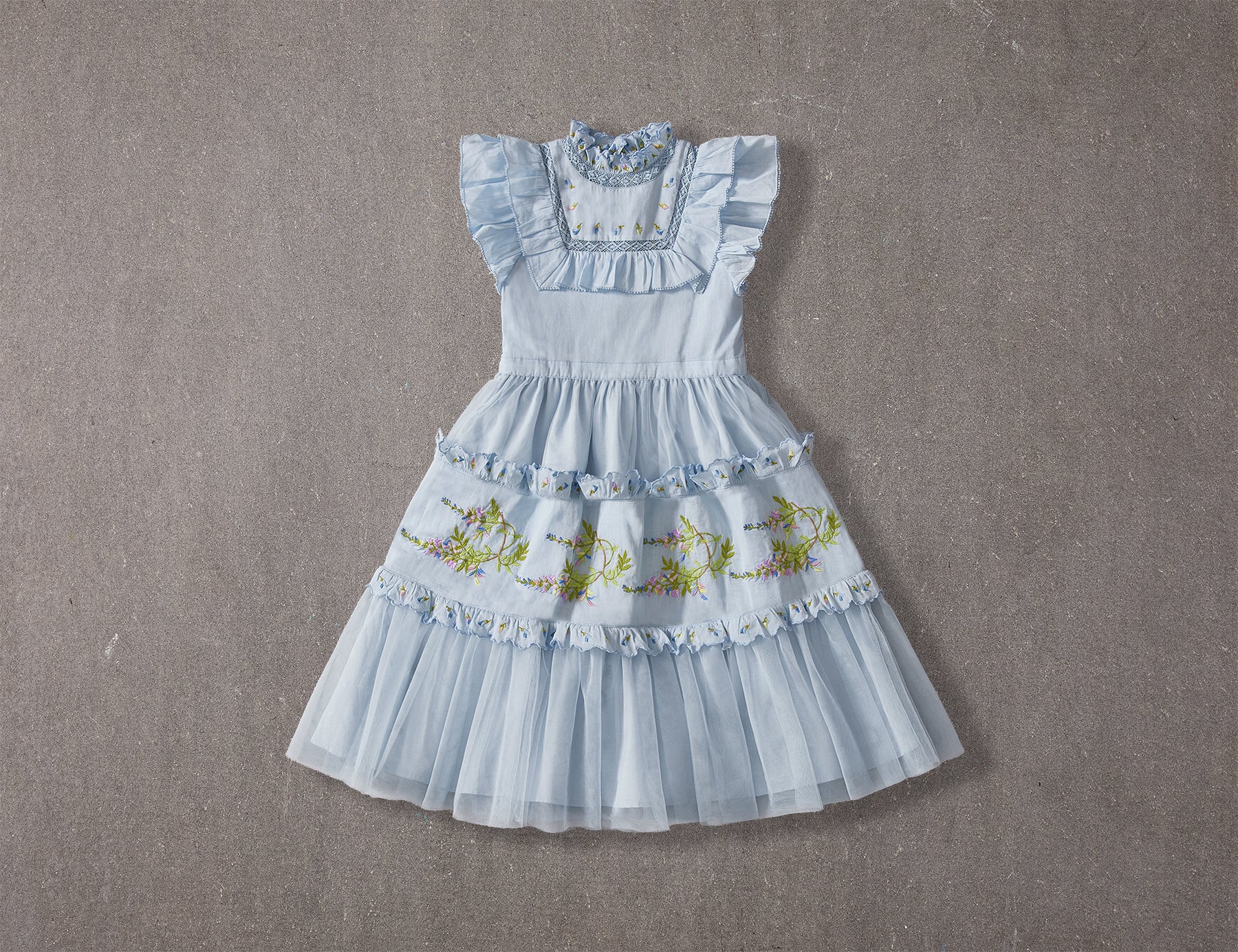 Julianna Dress |Blue Victorian tulle flower girl dress with