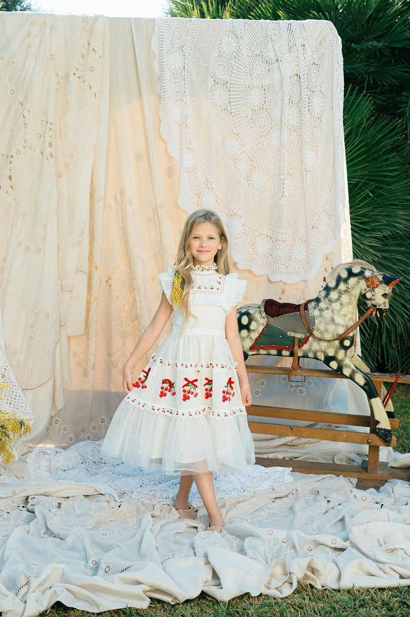 Julianna Dress | White Victorian tulle flower girl dress with embroidery NELLYSTELLA Julianna Dress | White Victorian tulle flower girl dress with embroidery NELLYSTELLA