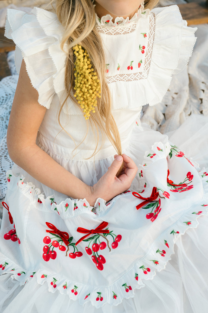 Julianna Dress | White Victorian tulle flower girl Dress with embroidery 1 Julianna Dress | White Victorian tulle flower girl Dress with embroidery 1