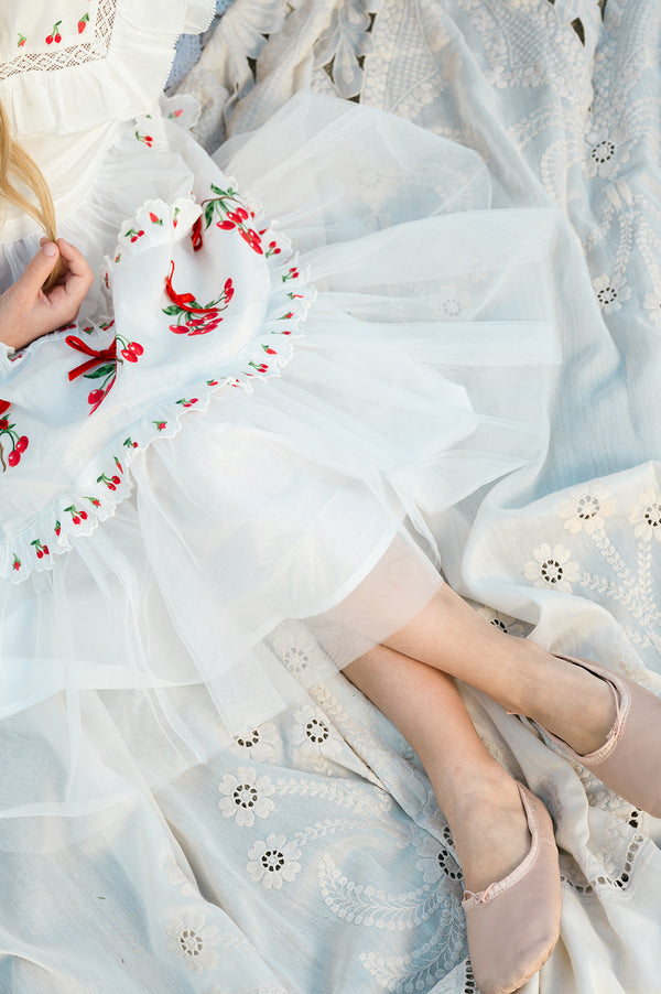 Julianna Dress | White Victorian tulle flower girl dress with embroidery   NELLYSTELLA