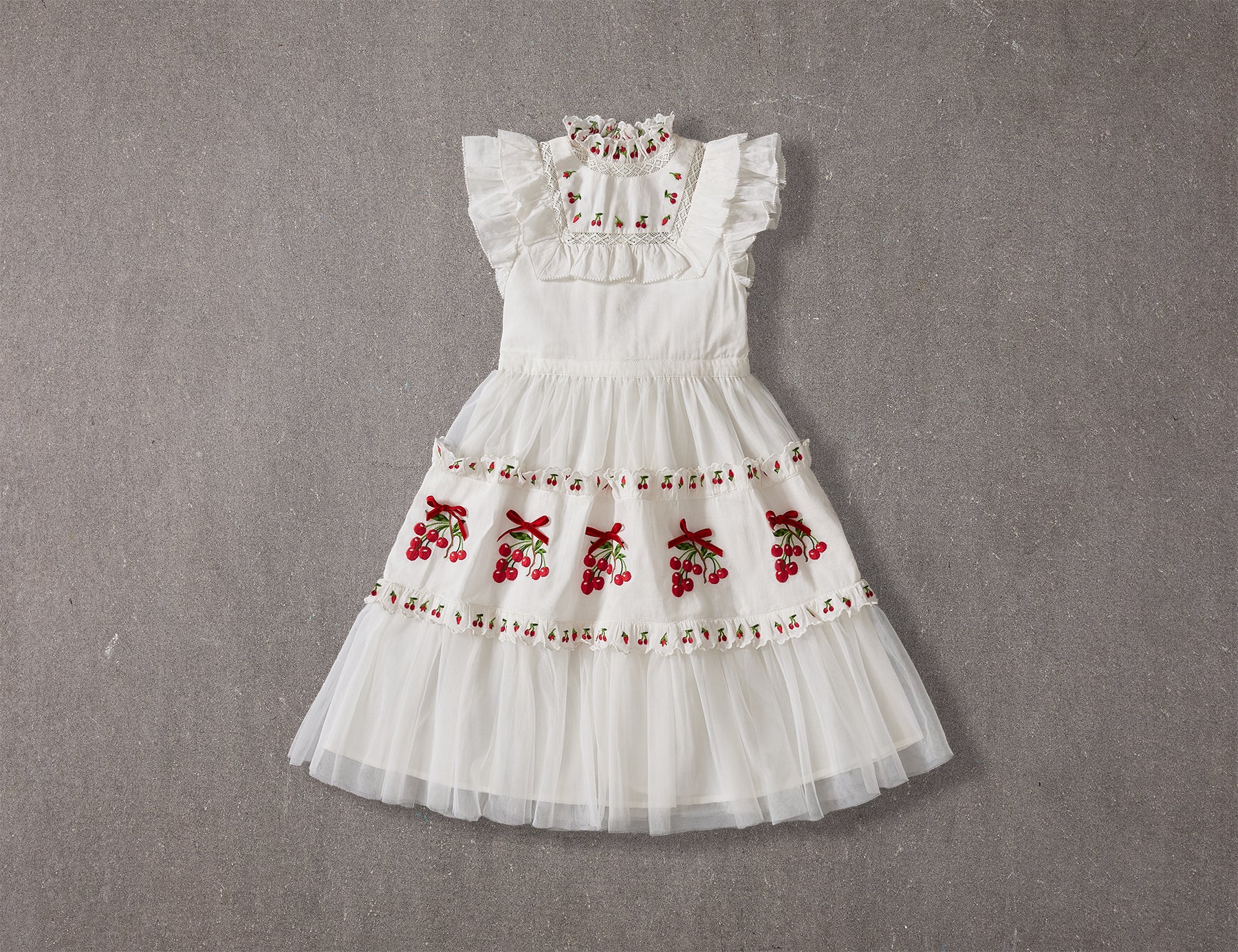 Julianna Dress | White Victorian tulle flower girl dress with
