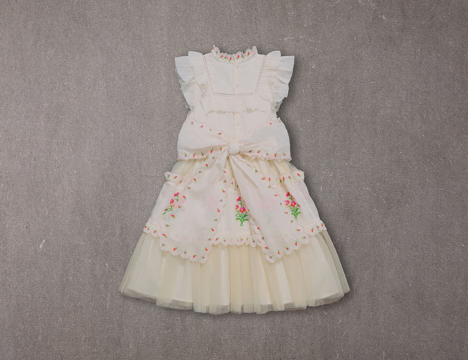 Julianna Dress | Beige Victorian tulle flower girl dress with