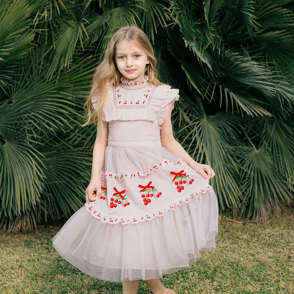Julianna Dress | Pink Victorian tulle flower girl dress with embroidery NELLYSTELLA Julianna Dress | Pink Victorian tulle flower girl dress with embroidery NELLYSTELLA